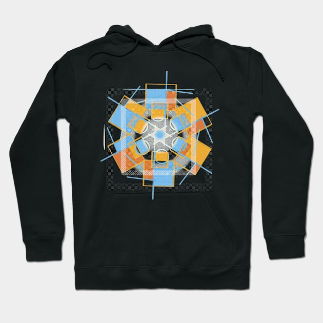 Geometric abstract modern orange blue Hoodie by soycarola